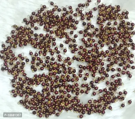 Beads  Crafts: Pearl Loreals 3mm for Jewellery Making, Earring, Necklace, Bracelet (Pack of 25 GMS/Approx. 400 Pcs) (Maroon)