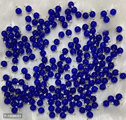 Beads  Crafts: Round Shape Glass Hanging Beads 6mm for Jewelry Making, Embroidery, Necklace, Earring, Bracelet, Dresses (Ink Blue, 100)
