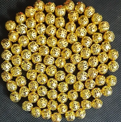 Beads Crafts: Hollow Round Filigree Ball Spacer Beads Jewelry Findings 8mm (Pack of 100 GMS)