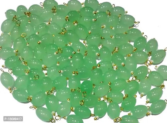 Beads  Crafts: Oval Shape Glass Hanging Beads 10mm for Jewelry Making, Necklace, Earring, Bracelet, Embroidery, Dress and DIY Kit (Pack of 100 Pcs) (Mint Green)-thumb0