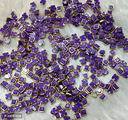 Beads  Crafts: Square Shape Kundans Stones Mat Finish for Jewellery Making, Bangles, Embroidery Work, Cloth Work, Craft 4mm x 4mm (Purple, 50)