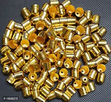 Beads  Crafts: Gold Finish Cylindrical Shape Metal Bead Cap for Jewellery Making 9mm x 9mm (Pack of 50 GMS)