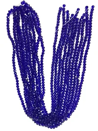 Beads  Crafts: 6mm Blue Color Glass Crystal Beads for Jewellery Making About 90 Beads Line (Pack of 5 Bead Lines)-thumb1