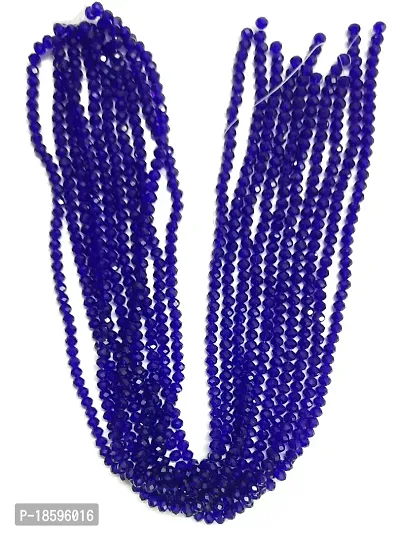 Beads  Crafts: 6mm Blue Color Glass Crystal Beads for Jewellery Making About 90 Beads Line (Pack of 5 Bead Lines)-thumb2