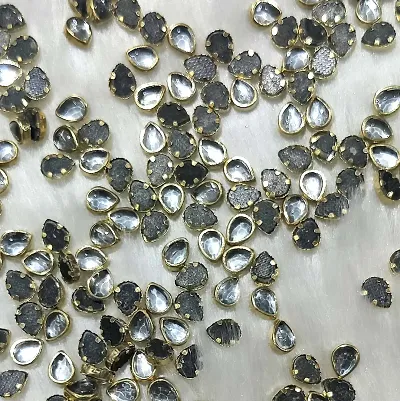 Beads & Crafts: Kundan Stone Drop Shape for Embroidery, Craft and Jewelry Making (Pack of 100 GMS)
