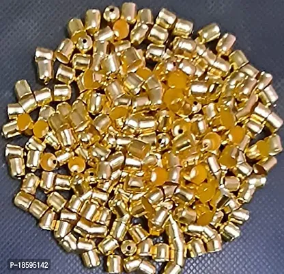 Beads  Crafts: Gold Finish Cylindrical Shape Metal Bead Caps for Jewellery Making 6mm x 5mm (Pack of 50 GMS)