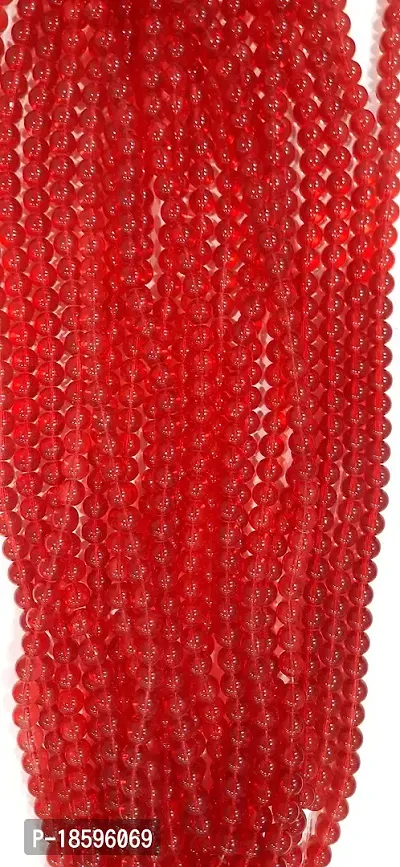 Beads  Crafts: 10mm Transparent Red Color Glass Crystal Bead Chain for Jewelry Making, Art and Craft 10mm Beads (Pack of 5 Lines / 72 Beads in Each Line)-thumb0