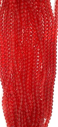 Beads & Crafts: 10mm Transparent Red Color Glass Crystal Bead Chain for Jewelry Making, Art and Craft 10mm Beads (Pack of 5 Lines / 72 Beads in Each Line)