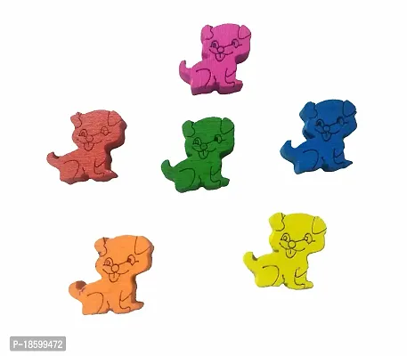 Beads  Crafts: Puppy Dog Shape Wooden Beads for Earring, Necklace, Decorations, Scrap Booking, DIY Art and Craft (Multicolor, 1.8cm x 1.8cm) - (Pack of 50 GMS/Approx. 100 Pieces)