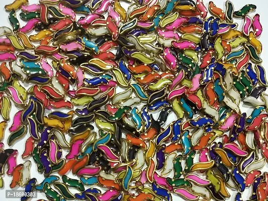 Beads  Crafts: Kundans Stones Multicolor for Jewellery Making, Bangles, Embroidery Work, Cloth Work, Craft 10mm x 3mm (100, S Shape)
