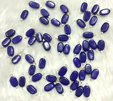 Beads  Crafts: Flat Oval Glass Hanging Beads Chocolate Beads 11mm x 8mm for Jewelry Making, Necklace, Earring, Bracelet, Embroidery, Dresses (Pack of 100 Pcs) (Royal Blue)-thumb1