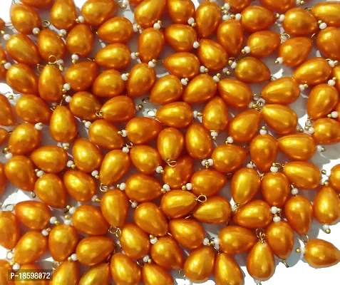 Beads  Crafts: Drop Shape Acrylic Hanging Beads 10mm for Jewelry Making, Necklace, Earring, Bracelet, Embroidery, (Pack of 100 GMS/Approx 230 Pcs) (Orange)-thumb0