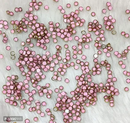 Beads  Crafts: Round Shape Kundans Stones Mat Finish (4mm) for Jewellery Making, Bangles, Embroidery Work, Cloth Work, Craft (50 GMS) (Lite Pink)-thumb0