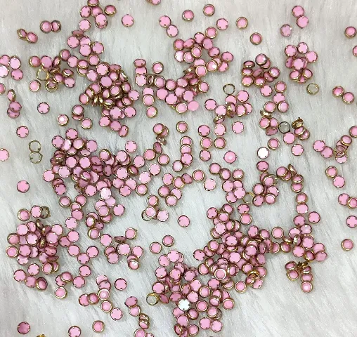 Beads & Crafts: Round Shape Kundans Stones Mat Finish (4mm) for Jewellery Making, Bangles, Embroidery Work, Cloth Work, Craft (50 GMS) (Lite Pink)