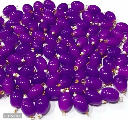 Beads  Crafts: Oval Shape Glass Hanging Beads 8mm for Jewelry Making, Necklace, Earring, Bracelet, Embroidery, Dress and DIY Kit (Pack of 100 Pcs.) (Purple)-thumb0