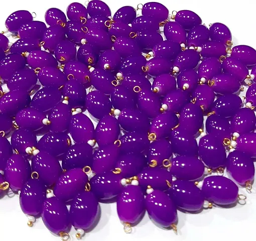 Beads & Crafts: Oval Shape Glass Loreal Hanging Beads 8mm for Jewelry Making, Necklace, Earring, Bracelet, Embroidery, Dress and DIY Kit (Pack of 100 GMS/Approx 200 Pcs)