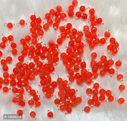 Beads  Crafts: Round Shape Glass Hanging Beads 6mm for Jewelry Making, Embroidery, Necklace, Earring, Bracelet, Dresses (Orange, 200)