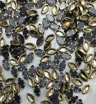 Beads & Crafts: Kundan Stone Eye Shape for Embroidery, Craft and Jewelry Making (Pack of 100 GMS)