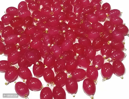 Beads  Crafts: Oval Shape Glass Hanging Beads 8mm for Jewelry Making, Necklace, Earring, Bracelet, Embroidery (Pack of 100 Pcs.) (Rani Pink)-thumb0