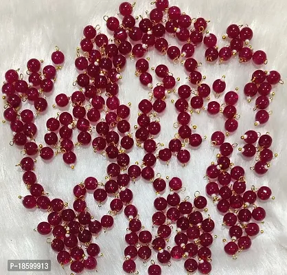 Beads  Crafts: Round Shape Glass Hanging Beads 6mm for Jewelry Making, Embroidery, Necklace, Earring, Bracelet, Dresses (Ruby, 100)