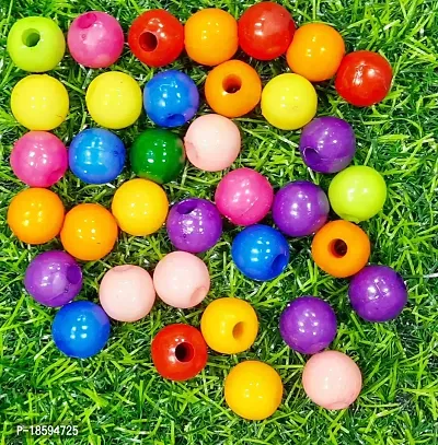 Beads  Crafts: Round Plastic Beads for Beading, Jewellery Making 14mm X 14mm (Pack of 100 GMS) - Multicolour