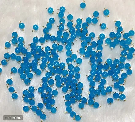 Beads  Crafts: Round Shape Glass Hanging Beads 6mm for Jewelry Making, Embroidery, Necklace, Earring, Bracelet, Dresses (Sky Blue, 100)-thumb0