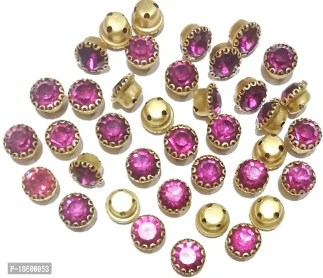 Beads  Crafts: Round Glass Clip Stones 8mm for Jewelry Making, Embroidery, Dress and DIY Craft (Pack of 100 Pcs) (Rani Pink)-thumb0