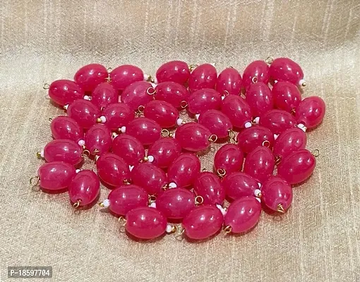 Beads  Crafts: Oval Shape Glass Hanging Beads 10mm for Jewelry Making, Necklace, Earring, Bracelet, Embroidery, Dress and DIY Kit (Pack of 100 Pcs) (Rani Pink)-thumb0