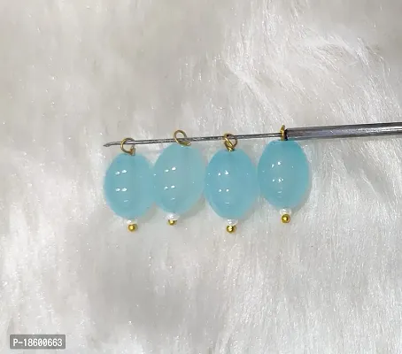 Beads  Crafts: Oval Shape Glass Hanging Beads 10mm for Jewellery Making/Necklace/Earring/Bracelet/Embroidery/Dress (Pack of 100 Pcs.) (Lite Sky Blue)-thumb0