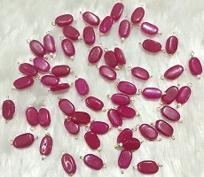 Beads  Crafts: Flat Oval Glass Hanging Beads Chocolate Beads 11mm x 8mm for Jewelry Making, Necklace, Earring, Bracelet, Embroidery, Dresses (Pack of 100 Pcs) (Rani Pink)-thumb1
