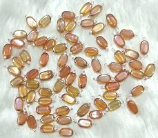 Beads  Crafts: Flat Oval Glass Hanging Beads Chocolate Beads 11mm x 8mm for Jewelry Making, Necklace, Earring, Bracelet, Embroidery, Dresses (Pack of 100 Pcs) (Copper)-thumb1
