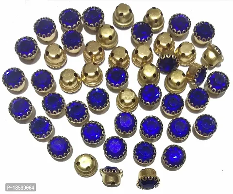Beads  Crafts: Round Glass Clip Stones 8mm for Jewelry Making, Embroidery, Dress and DIY Craft (Pack of 100 Pcs) (Royal Blue)-thumb0