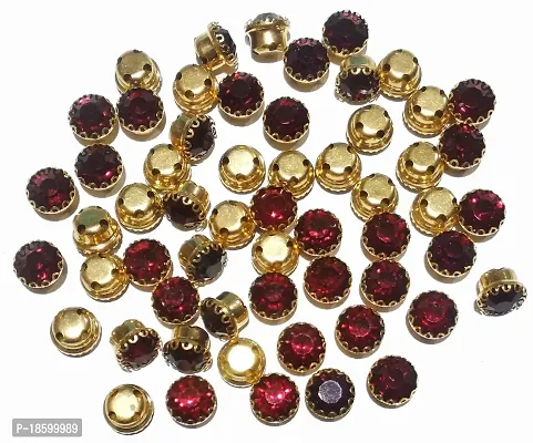 Beads  Crafts: Round Glass Clip Stones 8mm for Jewelry Making, Embroidery, Dress and DIY Craft (Pack of 100 Pcs) (Maroon)-thumb0