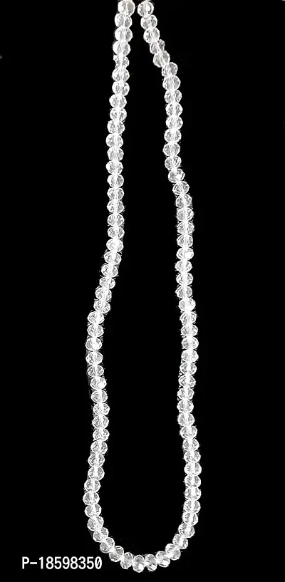 Beads  Crafts: 4mm White Transparent Glass Crystal Beads for Jewellery Making About 100 Beads Line (Pack of 5 Bead Lines)-thumb3