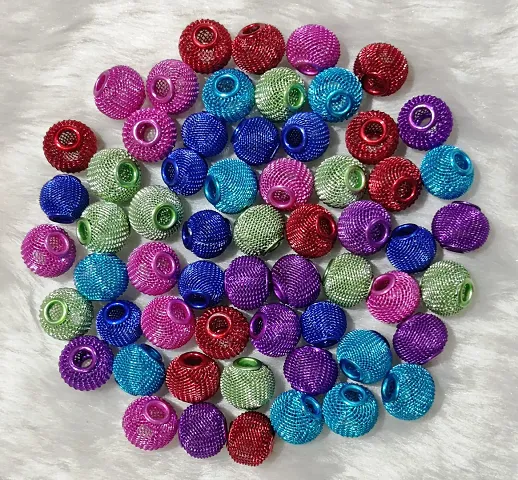Beads & Crafts: Hollow Round Filigree Ball/Jali Ball/Mesh Beads Multicolor with Large Hole for Jewellery Finding 15mm (Pack of 60 Pcs)