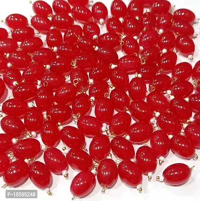 Beads  Crafts: Oval Shape Glass Hanging Beads 8mm for Jewelry Making, Necklace, Earring, Bracelet, Embroidery (Pack of 100 Pcs.) (RED)