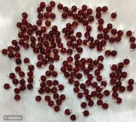 Beads  Crafts: Round Shape Glass Hanging Beads 6mm for Jewelry Making, Embroidery, Necklace, Earring, Bracelet, Dresses (Maroon, 100)