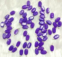 Beads  Crafts: Flat Oval Glass Hanging Beads Chocolate Beads 11mm x 8mm for Jewelry Making, Necklace, Earring, Bracelet, Embroidery, Dresses (Pack of 100 Pcs) (Purple)-thumb1