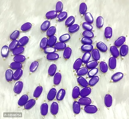 Beads  Crafts: Flat Oval Glass Hanging Beads Chocolate Beads 11mm x 8mm for Jewelry Making, Necklace, Earring, Bracelet, Embroidery, Dresses (Pack of 100 Pcs) (Purple)-thumb2