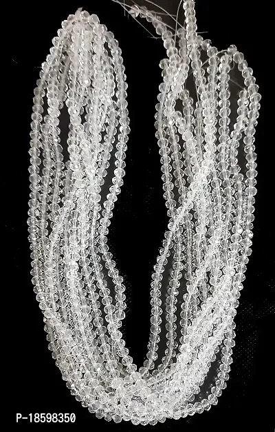 Beads  Crafts: 4mm White Transparent Glass Crystal Beads for Jewellery Making About 100 Beads Line (Pack of 5 Bead Lines)-thumb2
