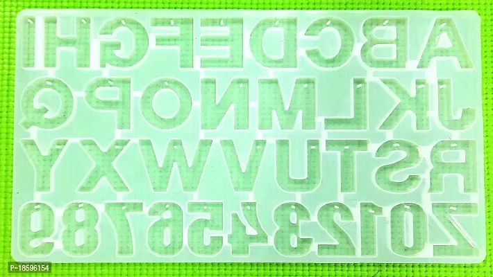 Beads  Crafts Resin Art Silicone Casting Mold ABCD and Number Together with Hole for Key Chain Jewellery Moulds DIY Coaster Molds Alphabet and Numbers Shape - white-thumb2