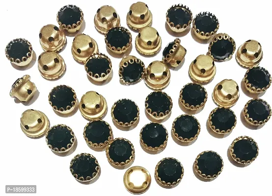 Beads  Crafts: Round Glass Clip Stones 8mm for Jewelry Making, Embroidery, Dress and DIY Craft (Pack of 100 Pcs) (Black)-thumb0