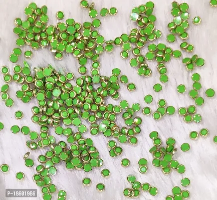 Beads  Crafts: Round Shape Kundans Stones Mat Finish (4mm) for Jewellery Making, Bangles, Embroidery Work, Cloth Work, Craft (50 GMS) (Parrot Green)-thumb0