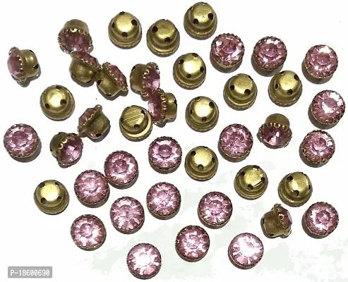 Beads  Crafts: Round Glass Clip Stones 8mm for Jewelry Making, Embroidery, Dress and DIY Craft (Pack of 100 Pcs) (Lite Pink)-thumb0