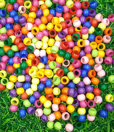 Beads & Crafts: Multicolour Round Plastic Beads for Beading, Jewellery Making 8mm (Pack of 100 GMS)