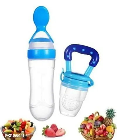 Combo of Babies Veggie Feed Bottle  - Fruit Nibbler/,Soft Pacifier/Feeder for 0 to 12 Months | Daily Needs Items for Unisex Kids - Infant Assorted Design  and Colour (sent as per stock available)-thumb0