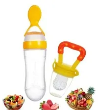 Combo of Babies Veggie Feed Bottle  - Fruit Nibbler/,Soft Pacifier/Feeder for 0 to 12 Months | Daily Needs Items for Unisex Kids - Infant Assorted Design  and Colour (sent as per stock available)-thumb1