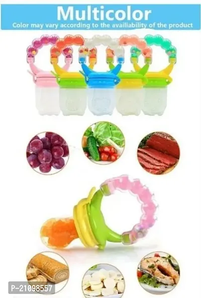 Silicone Food/Fruit Nibbler with Extra Mesh, Soft Pacifier/Feeder, Teether for Infant Baby, Infant, Assorted colours, BPA Free-thumb0
