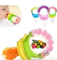 Silicone Food/Fruit Nibbler with Extra Mesh, Soft Pacifier/Feeder, Teether for Infant Baby, Infant, Assorted colours, BPA Free-thumb1