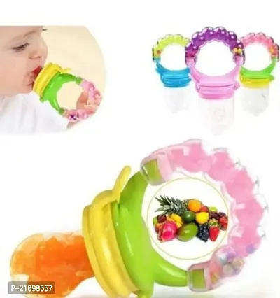 Silicone Food/Fruit Nibbler with Extra Mesh, Soft Pacifier/Feeder, Teether for Infant Baby, Infant, Assorted colours, BPA Free-thumb2